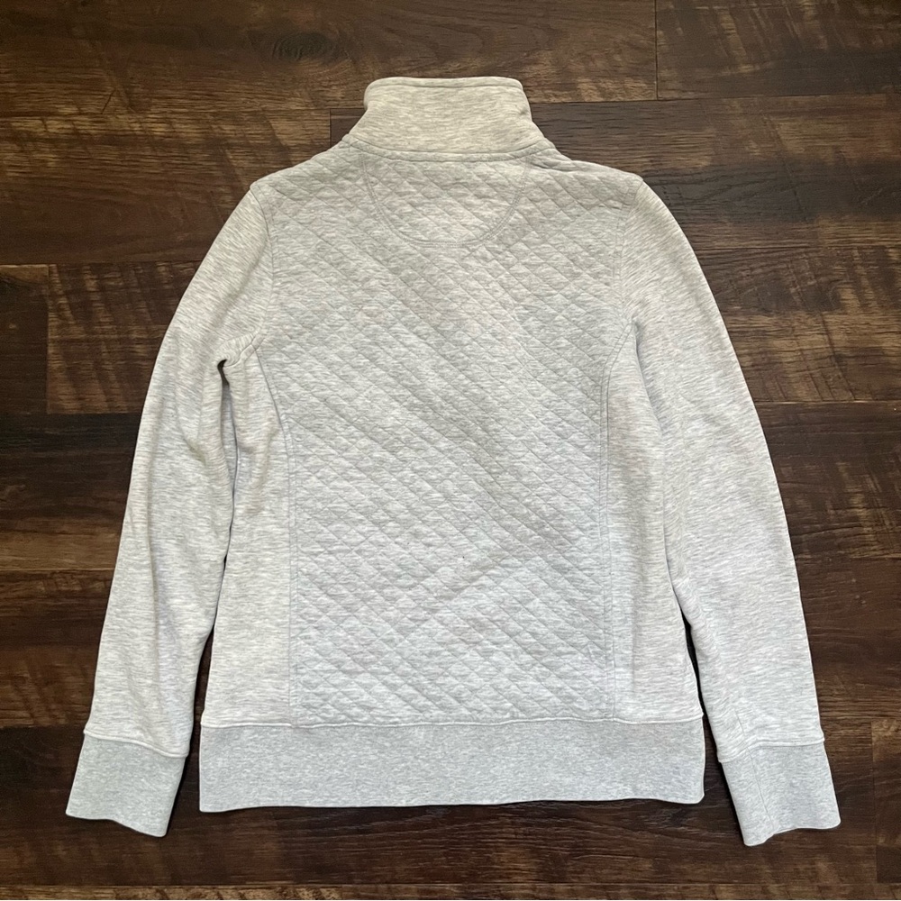 LL Bean 502745 quilted quarter zip 1/4 light gray pullover lightweight jacket XS - Picture 10 of 10